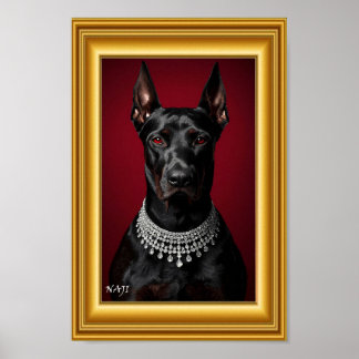 Poster Portrait de Dobermann de Luxe avec Collier de Diam
