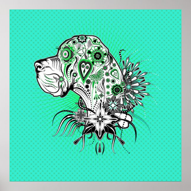 Poster Portrait de Doggen Vert (Devant)