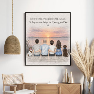 Poster Portrait de famille au coucher du soleil « À jamai
