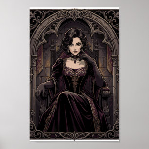 Poster Portrait de Fantaisie de Royauté Vampire Reine Som