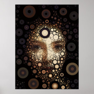 Poster Portrait de femme abstraite numérique coloré décor