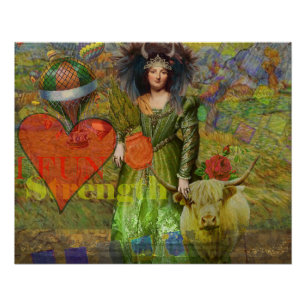 Poster Portrait de femme classique vintage Taureau Art go