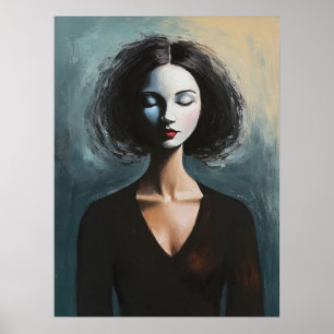 Poster Portrait de femme contemporain sur toile