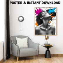 Portrait de femme monochrome avec éclat de couleur