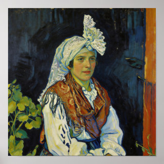 Poster Portrait de femme paysanne par Van Gogh