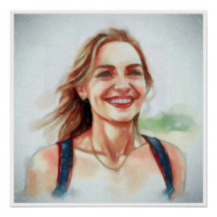 Poster Portrait de femme style aquarelle