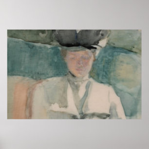 Poster Portrait de femme victorienne aquarelle ton pastel