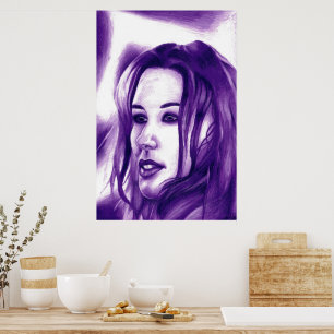 Poster Portrait de femme violette, œuvre d'art originale