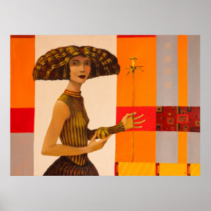 Poster Portrait de fille, peinture à l'huile originale su