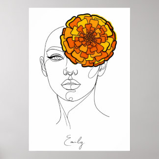 Poster Portrait de fleur de naissance personnalisé d'octo