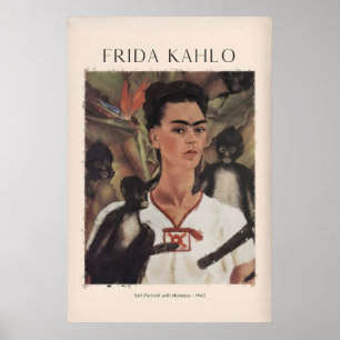 Poster Portrait de Frida Kahlo avec des singes célèbre