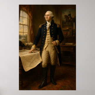 Poster Portrait de George Washington à l'huile