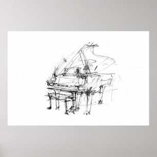 Poster Portrait de grand piano artistique - Premium
