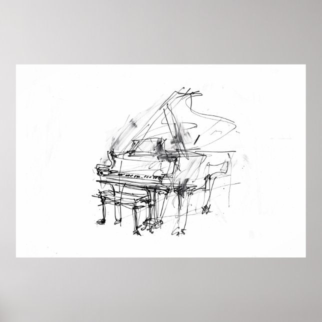 Poster Portrait de grand piano artistique - Premium (Devant)