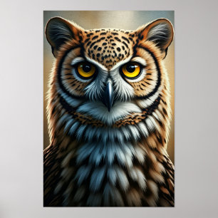 Poster Portrait de hibou majestueux sur toile