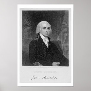 Poster Portrait de James Madison, gravé par William A.