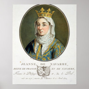 Poster Portrait de Jeanne De la Navarre (1271-1304), 1788