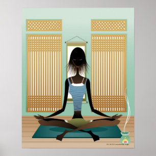 Poster Portrait de jeune femme faisant le yoga