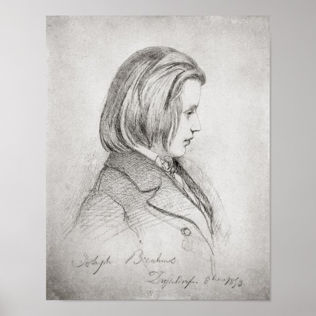 Poster Portrait de Johanes Brahms age Vingt, 1853 (Devant)