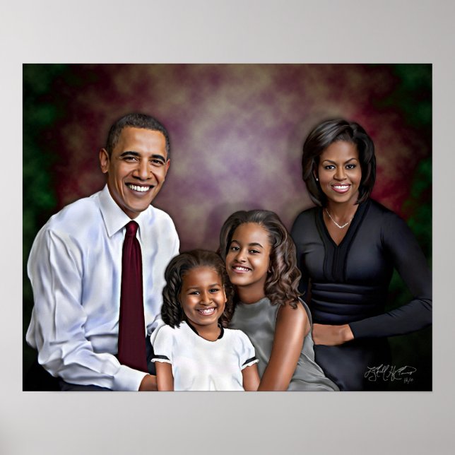 Poster Portrait de la famille Obama (Devant)
