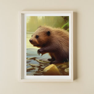 Poster Portrait de la faune de Baby Beaver