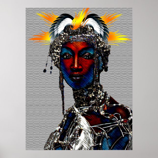 Poster Portrait de la reine tribale africaine (Devant)