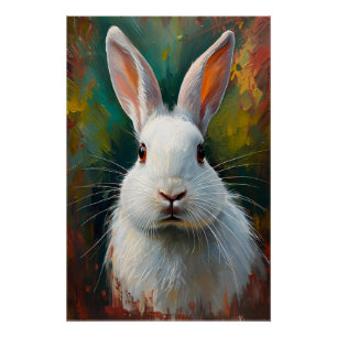Poster Portrait de lapin artistique - Peinture à l'huile 
