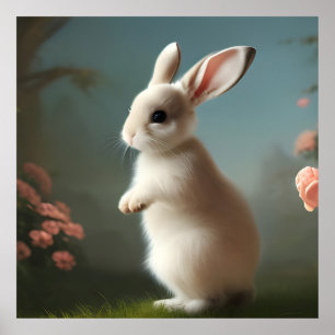 Poster Portrait de lapin mignon