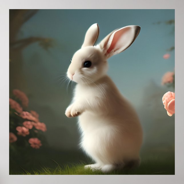 Poster Portrait de lapin mignon (Devant)