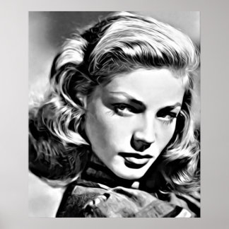 Poster Portrait de Lauren Bacall célèbre actrice américai
