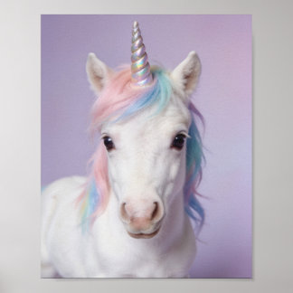 Poster Portrait de licorne arc-en-ciel bébé – Magasin de