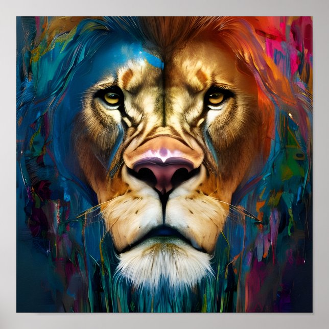 Poster portrait de lion (Devant)