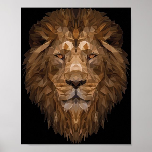 Poster Portrait de lion géométrique (Devant)