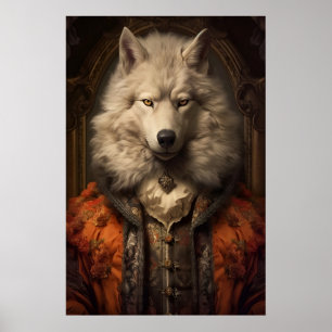 Poster Portrait de loup aristocratique, Art animalier de