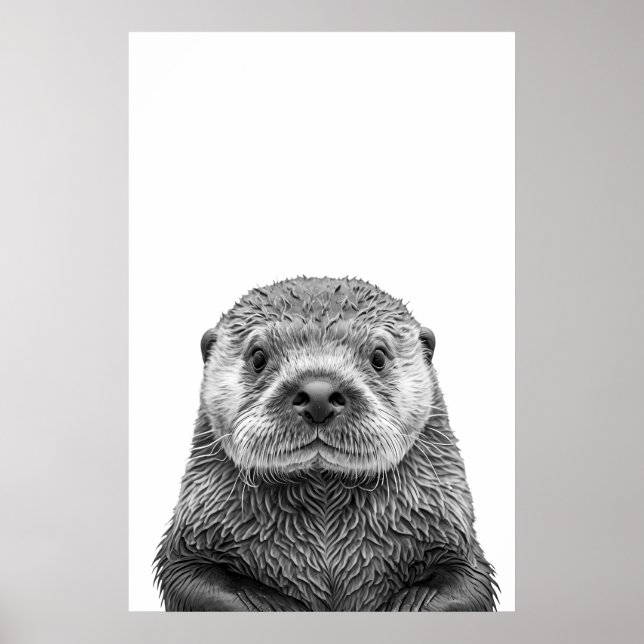 Poster Portrait de loup de mer moderne noir blanc (Devant)