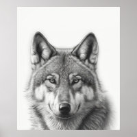 Portrait de loup Noir blanc   