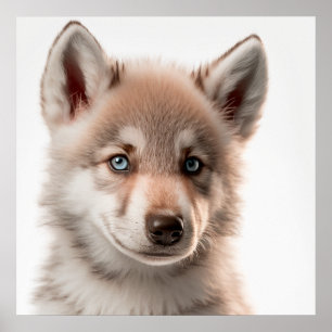Poster Portrait de louveteau mignon   Carré 1:1