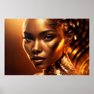 Poster Portrait de maquillage d'or pour femme Face