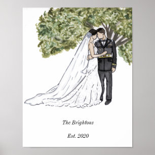 Poster Portrait de Mariage en couple militaire