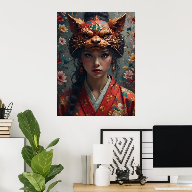 Poster Portrait de masque Kitsune Ornat (Bureau à domicile)
