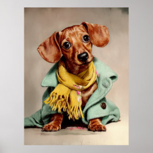 Poster Portrait de mode de teckel cosy