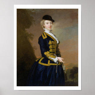 Poster Portrait de Nancy Fortesque portant une ri bleu fo