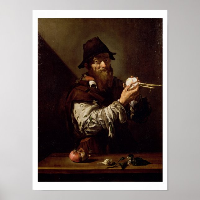 Poster Portrait de Old Man with an Onion (oil on canva (Devant)