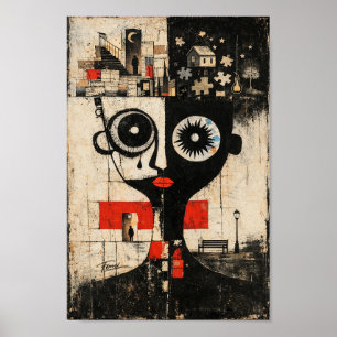 Poster Portrait de paysage mental surréaliste abstrait su