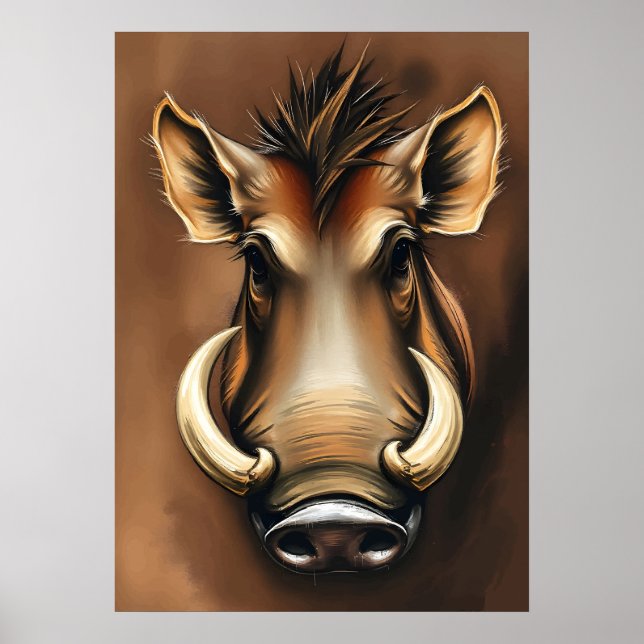 Poster Portrait de Phacochère Noble – Art Animalier Afric (Devant)