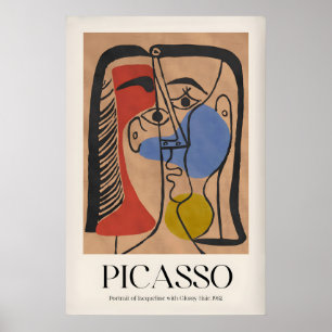Poster Portrait de Picasso Jacqueline Cheveux Brillants96