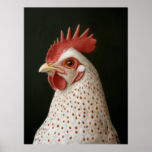 Poster Portrait de poulet tacheté
