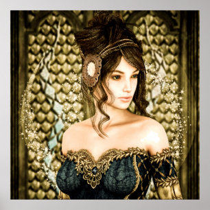 Poster Portrait de princesse de conte de fées enchantée
