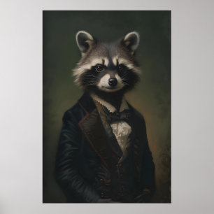 Poster Portrait de Raton Laveur Victorien, Estampe d'Art