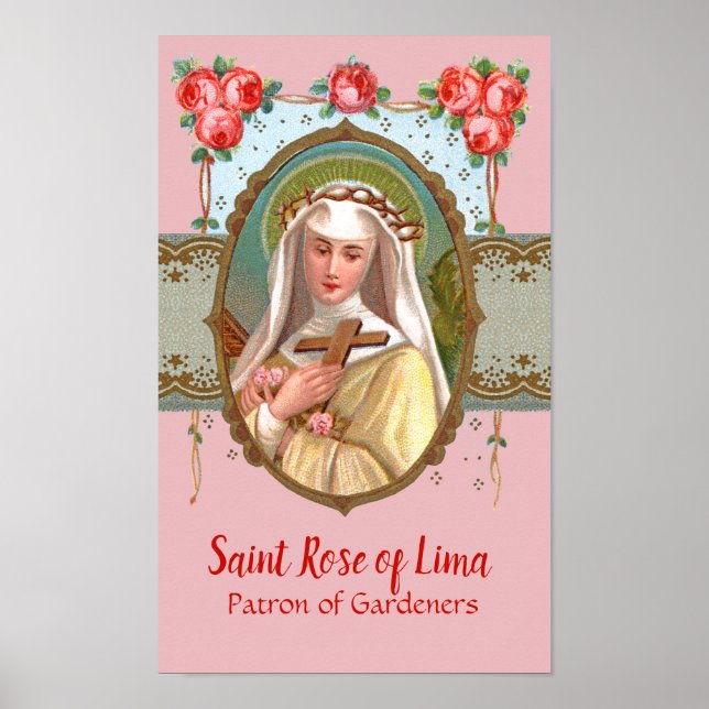 Poster Portrait de Saint-Rose revêtu de Rose (M 024a) (Devant)